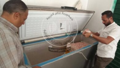 تموين كفر شكر يضبط 700 كيلو جرام من أجزاء الدواجن مجهولة المصدر